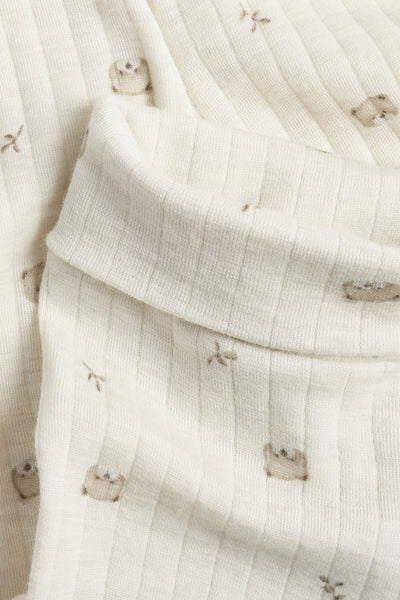 Baby beige wool teddy bear leggings