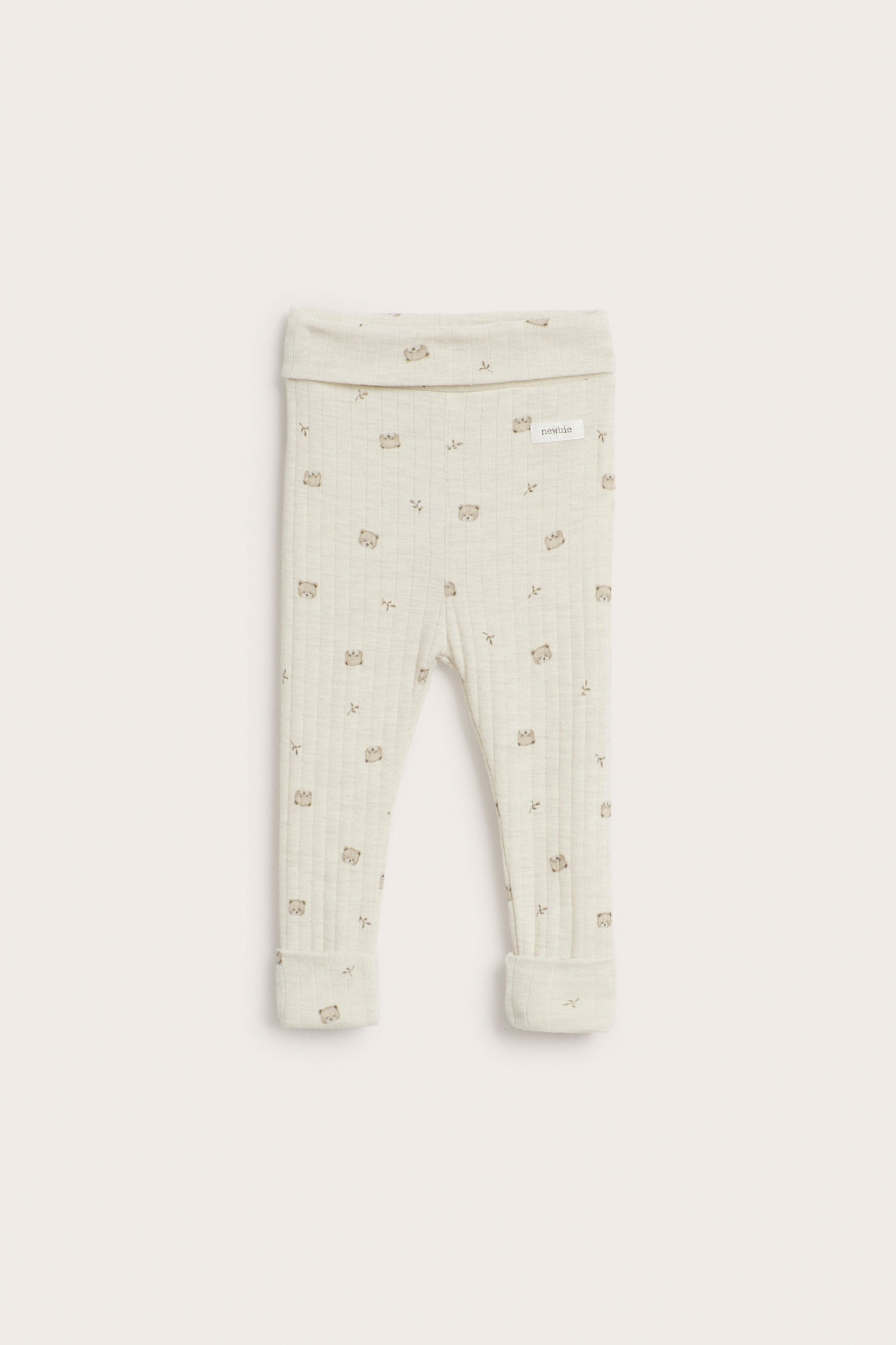 Baby beige wool teddy bear leggings