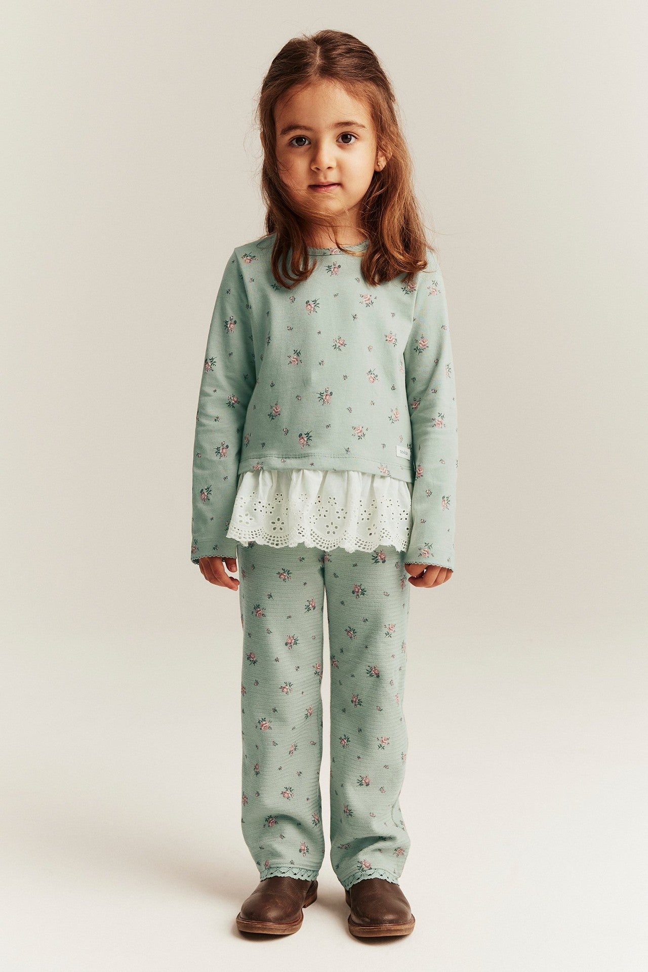 Kids' green flared leggings