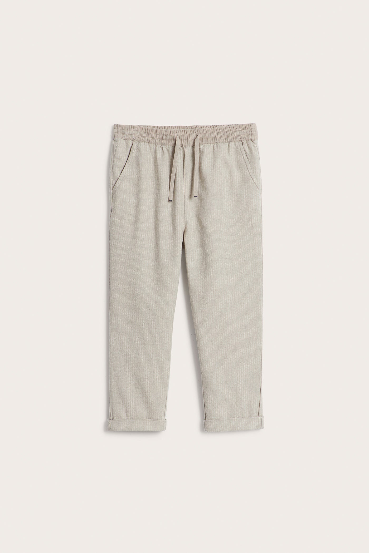 Kids´ beige striped woven trousers