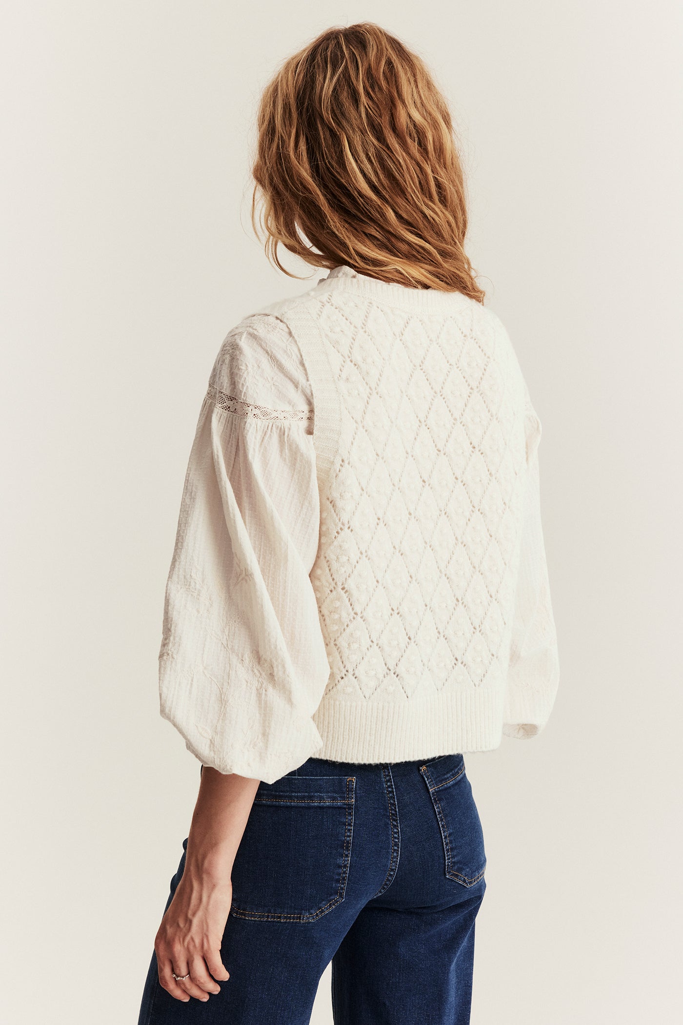 Women's beige wool blended vest