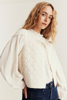 Women's beige wool blended vest