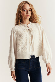 Women's beige wool blended vest