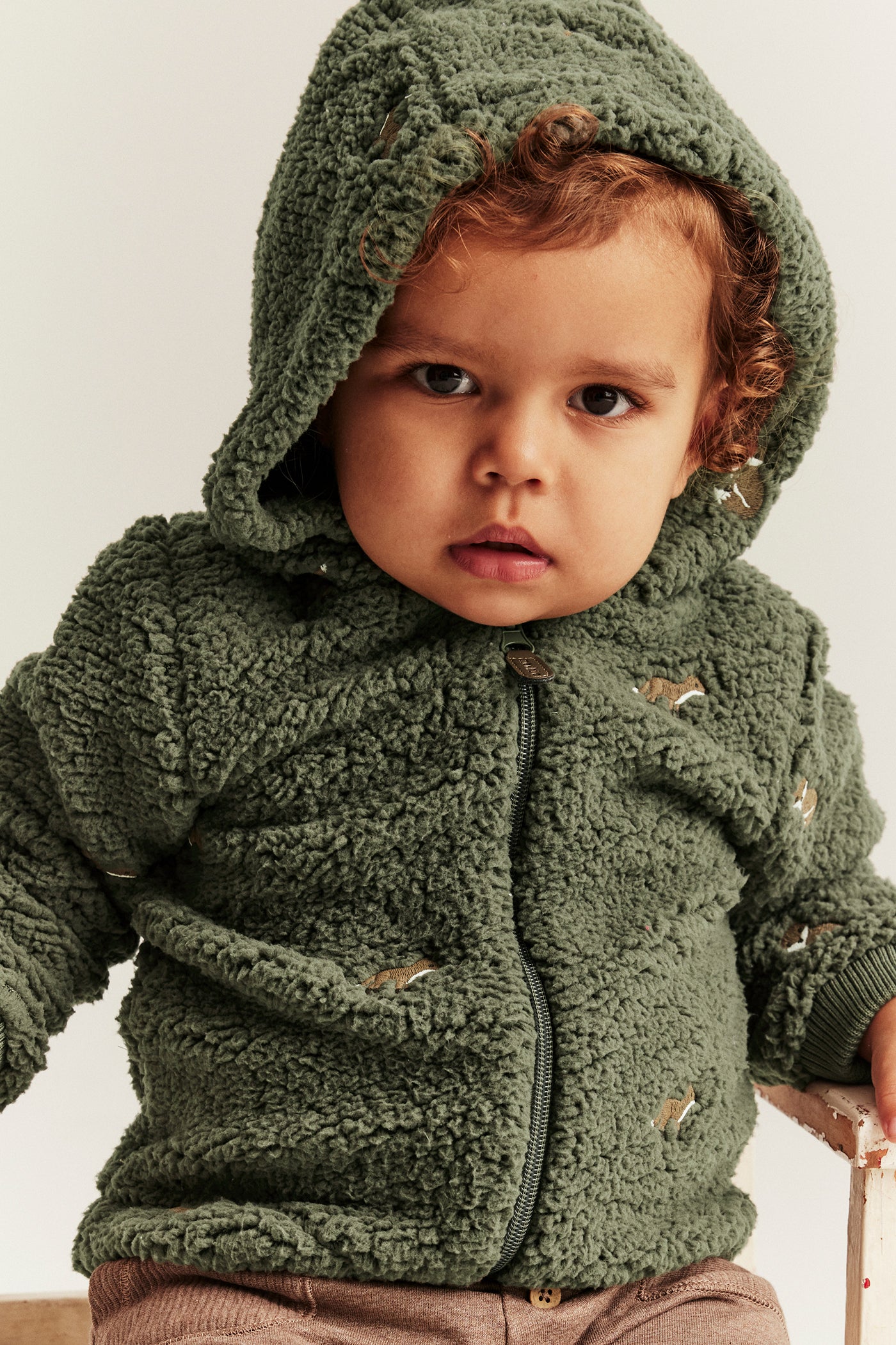 Baby green fox pile jacket