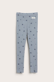 Kids´ blue merino wool leggings with raccoons