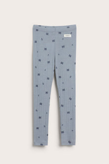 Kids´ blue merino wool leggings with raccoons
