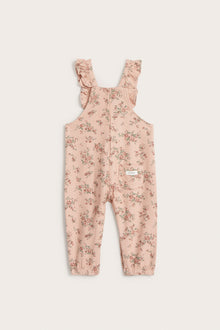 Baby pink floral frill dungarees