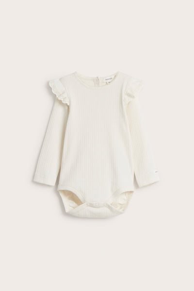 Baby white bodysuit with ruffles