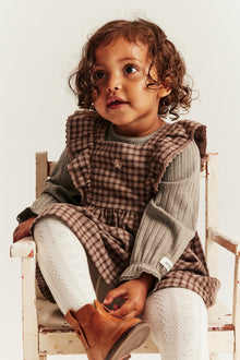 Baby brown ribbed bodysuit with lace trim