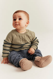 Baby beige striped knitted jumper