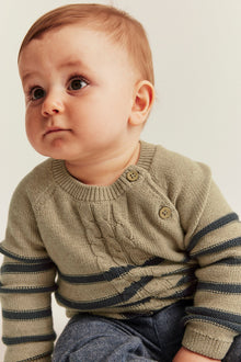 Baby beige striped knitted jumper