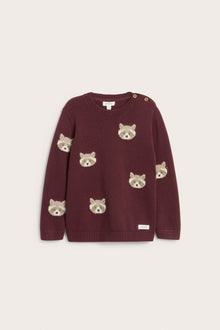 Kids red jacquard-knit jumper