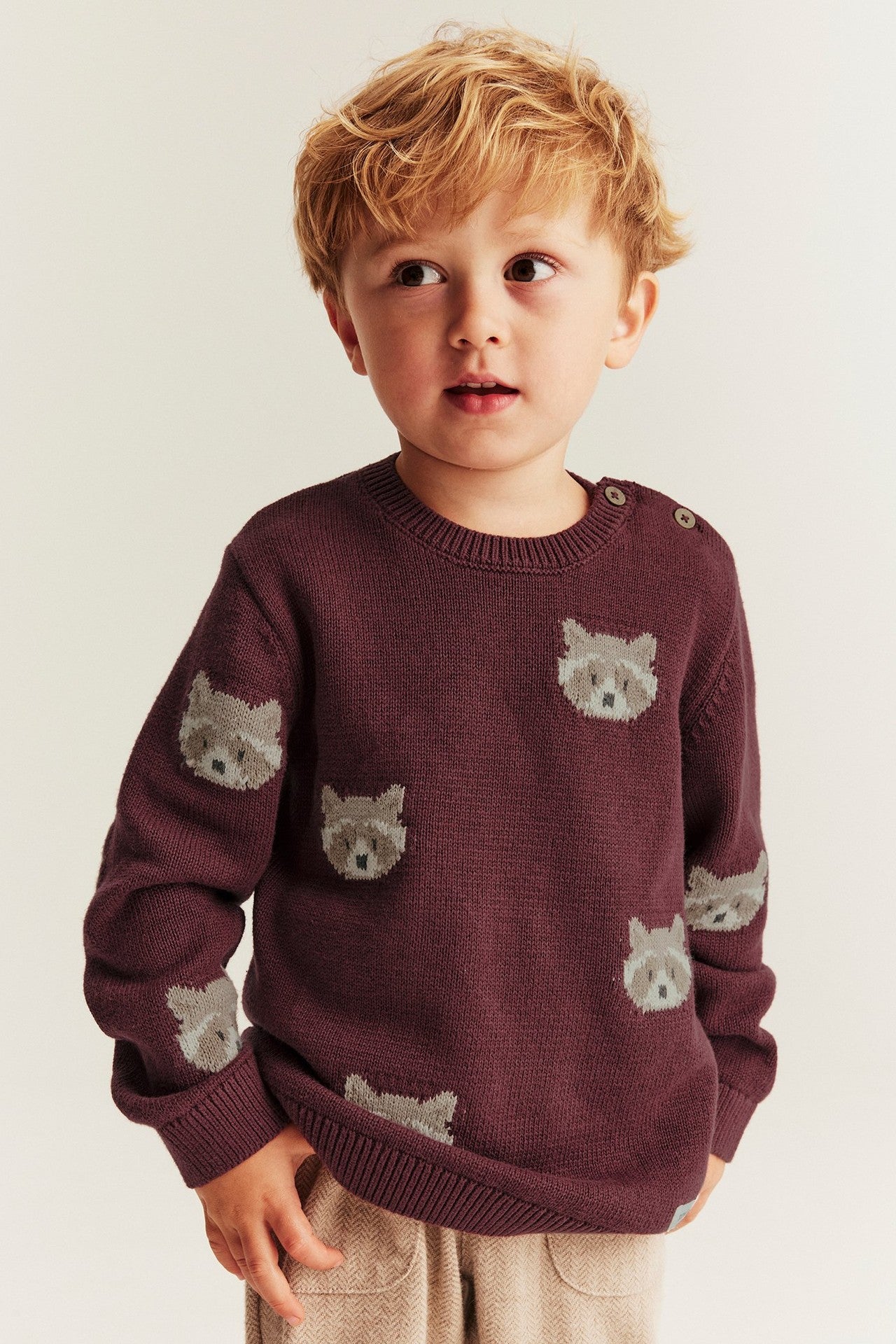 Kids red jacquard-knit jumper