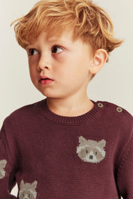 Kids red jacquard-knit jumper