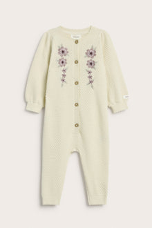 Baby beige floral knitted jumpsuit