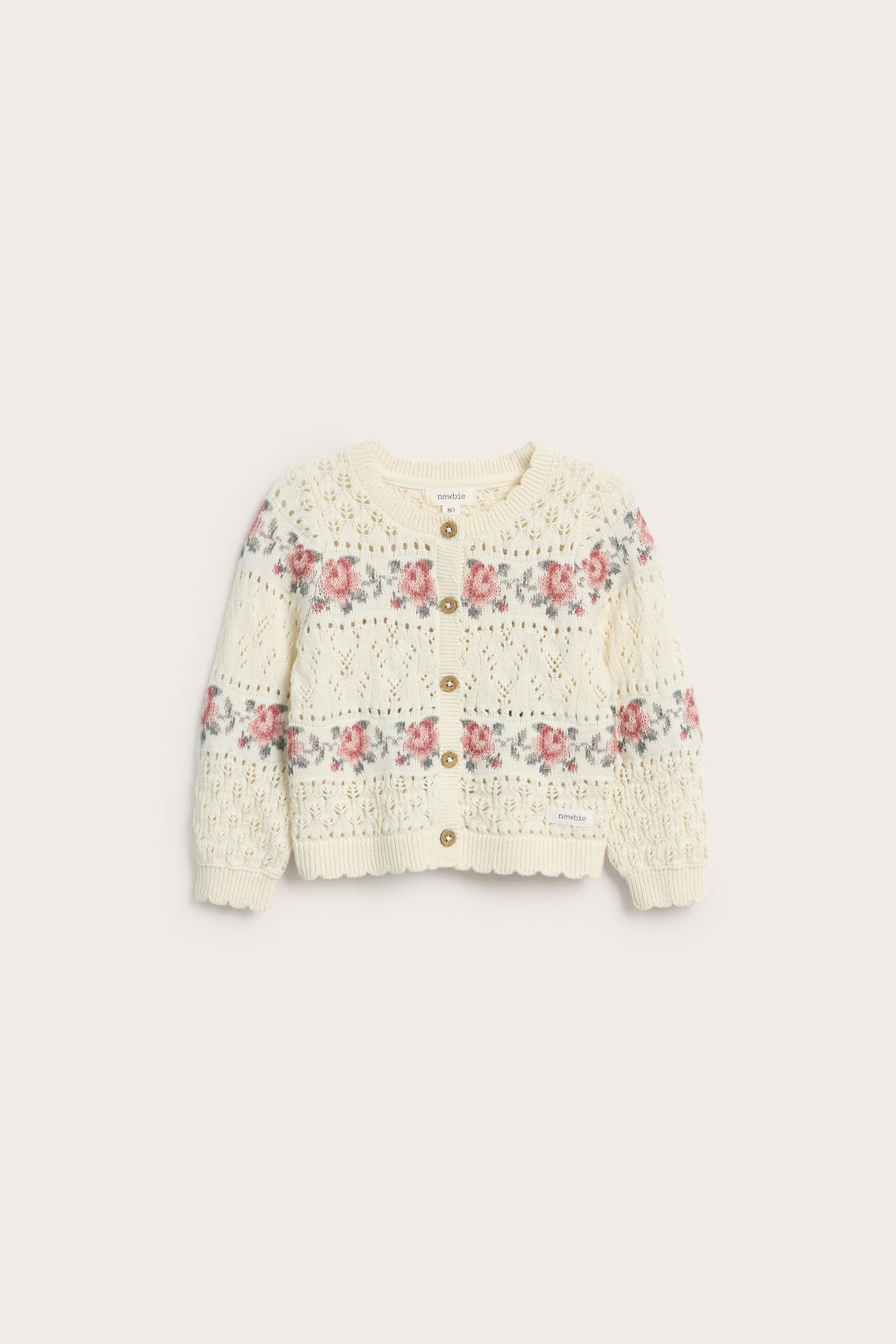 Baby white knitted floral cardigan