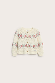 Baby white knitted floral cardigan