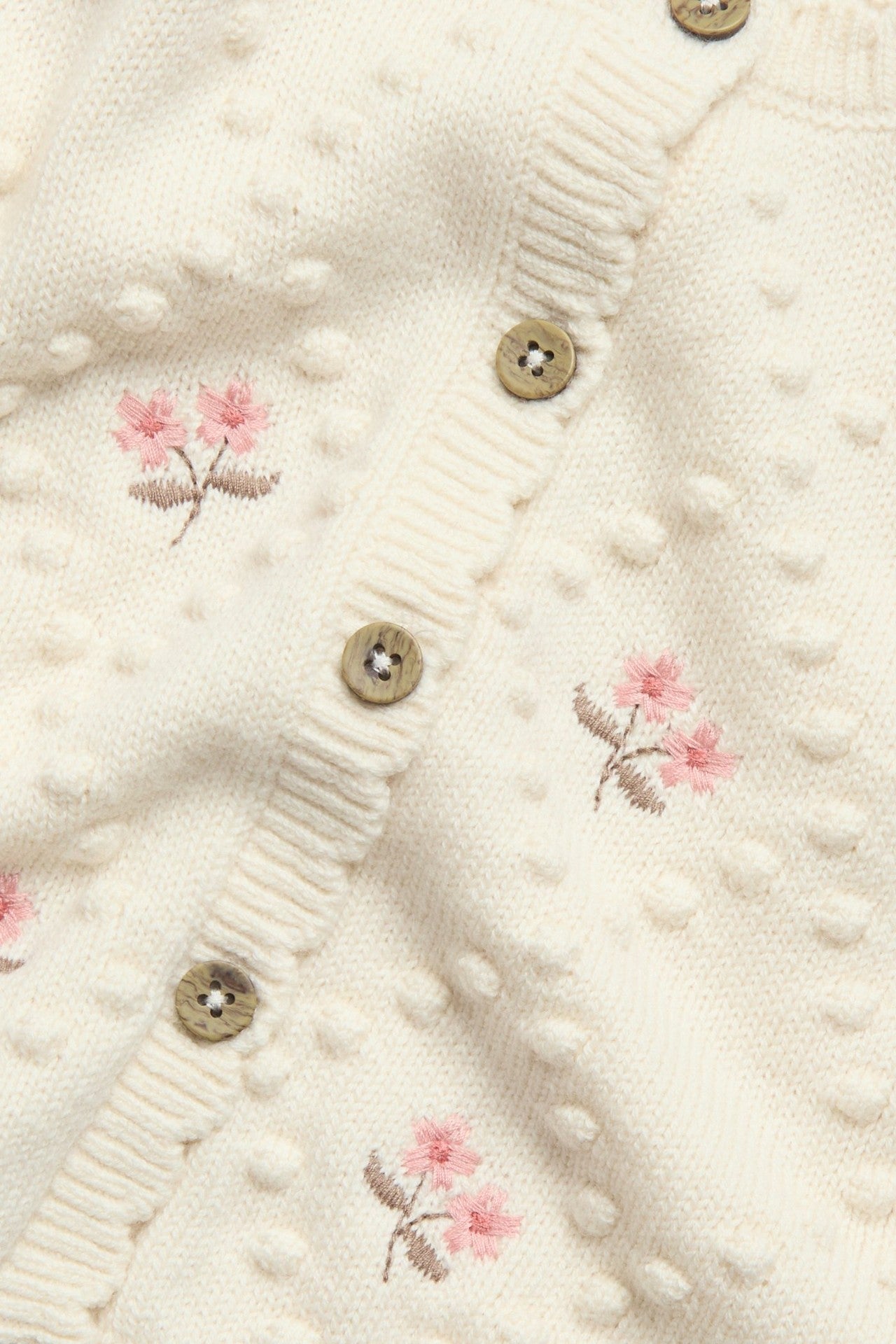 Baby beige wool blend floral cardigan