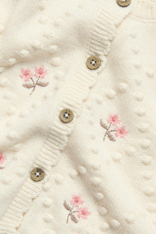 Baby beige wool blend floral cardigan