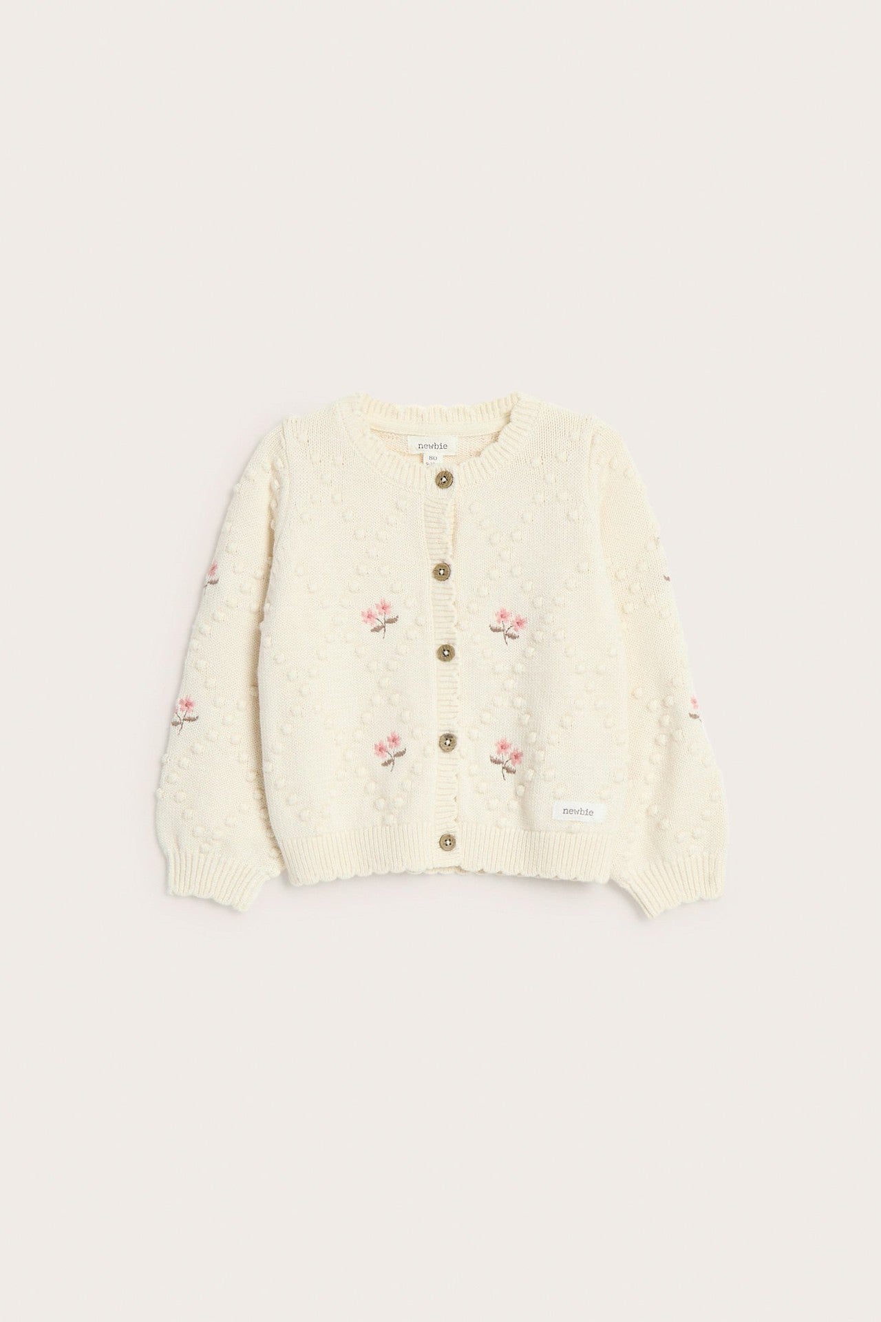 Baby beige wool blend floral cardigan