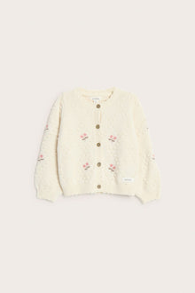 Baby beige wool blend floral cardigan
