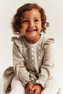 Baby brown knitted frill dress