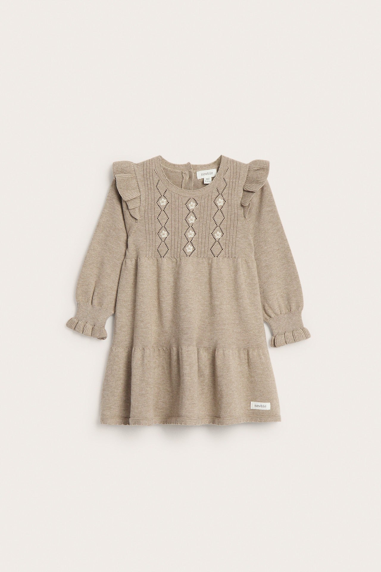 Baby brown knitted frill dress