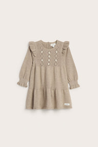 Baby brown knitted frill dress