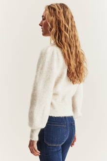 Women's beige wool blended cardigan