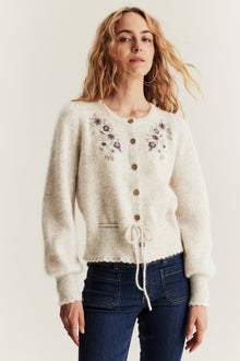 Women's beige wool blended cardigan