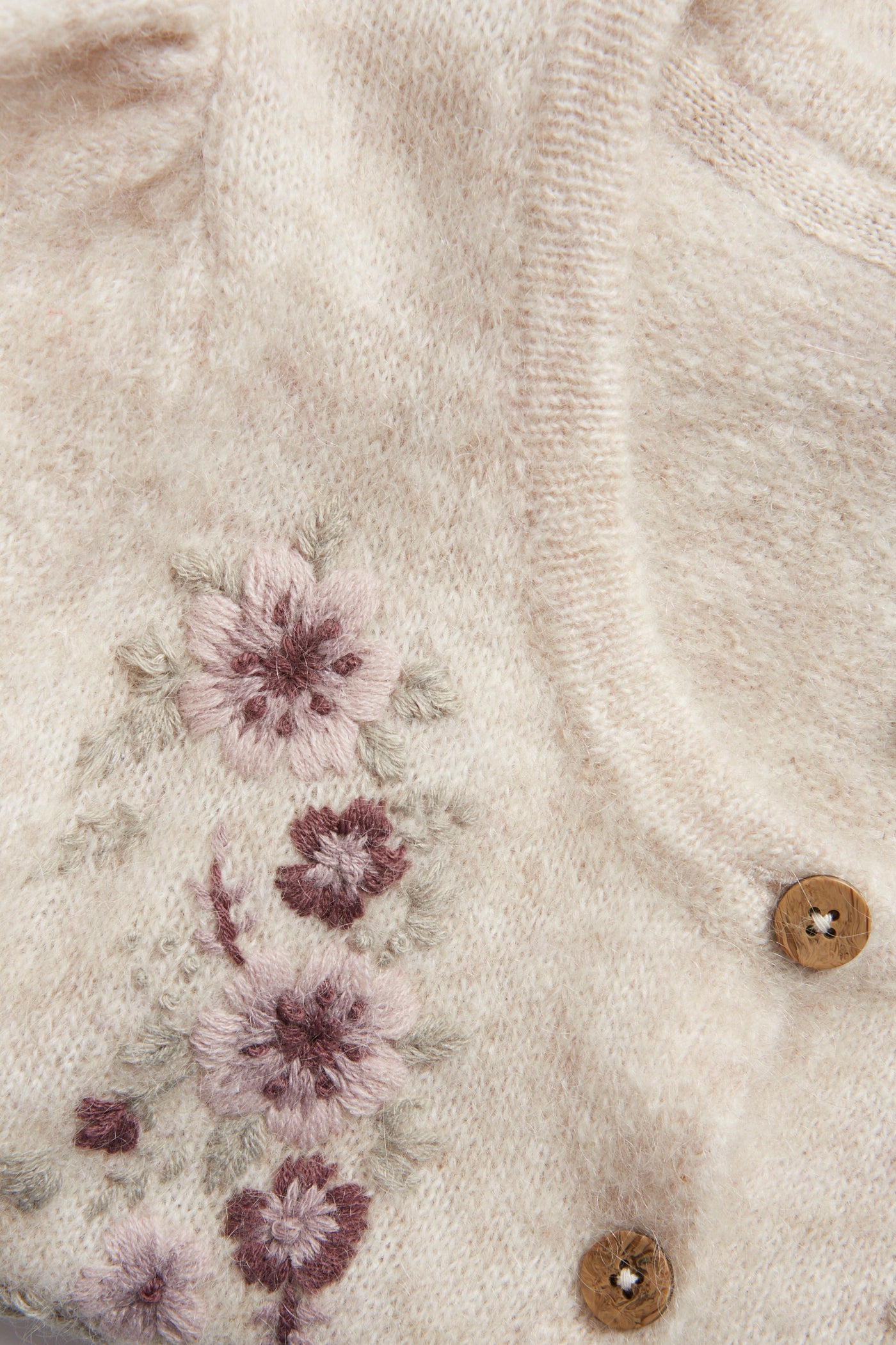 Women's beige wool blended cardigan