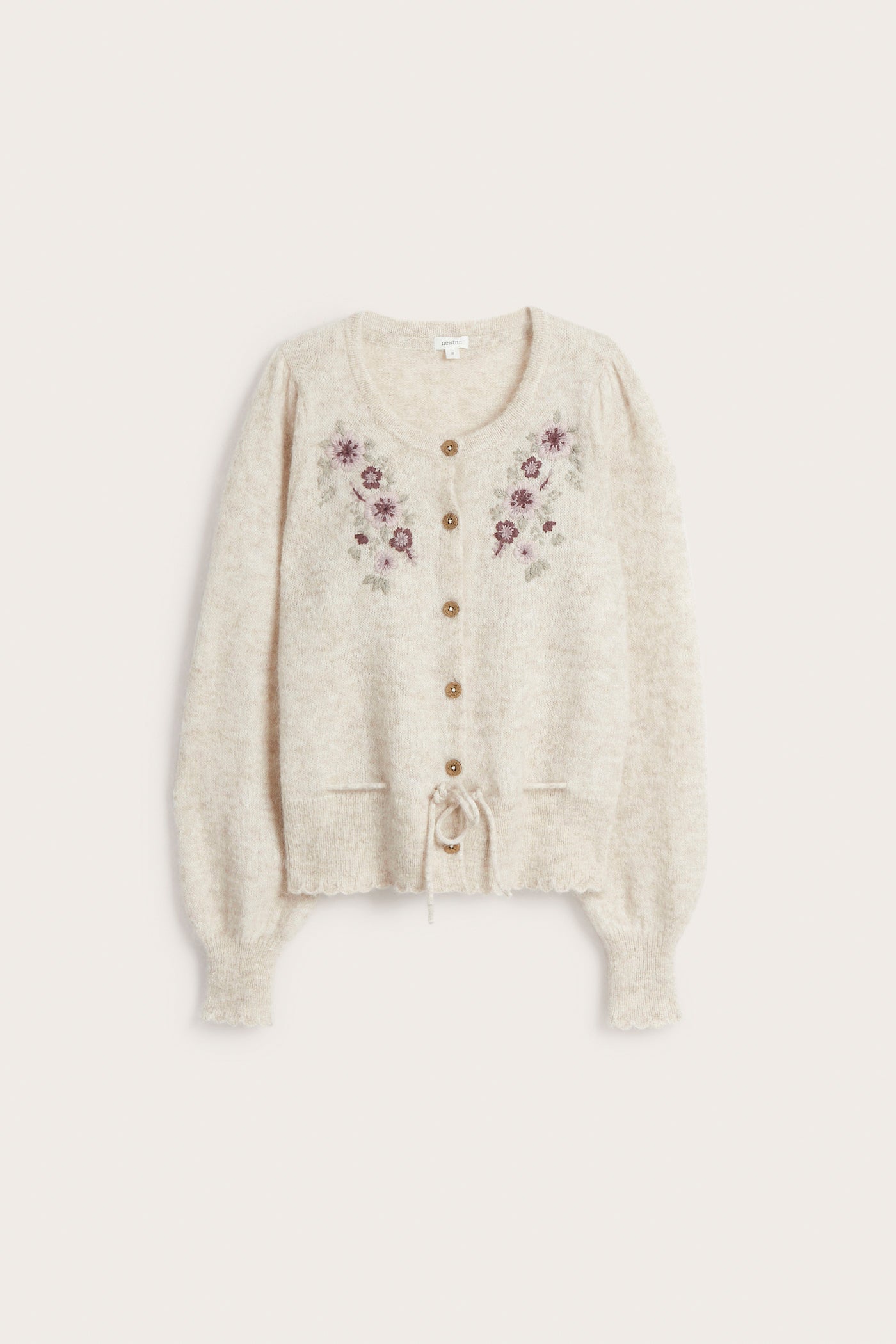Women's beige wool blended cardigan