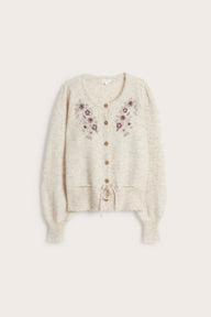 Women's beige wool blended cardigan