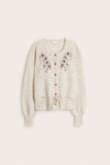 Women's beige wool blended cardigan