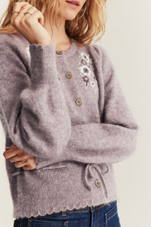 Women's lilac wool blended cardigan