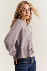 Women's lilac wool blended cardigan