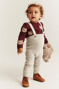 Baby beige knitted dungarees