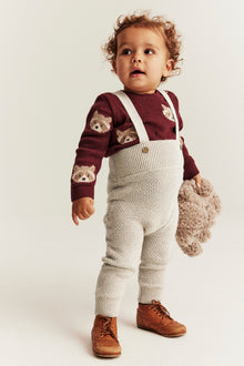 Baby beige knitted dungarees