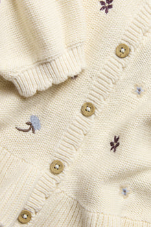 Baby beige knitted floral cardigan