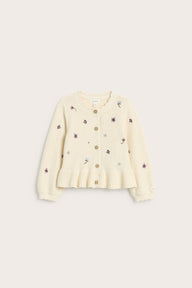 Baby beige knitted floral cardigan