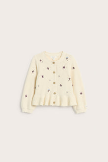 Baby beige knitted floral cardigan