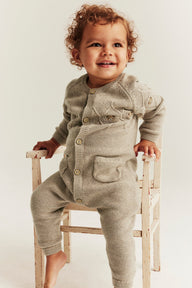 Baby brown knitted bear jumpsuit
