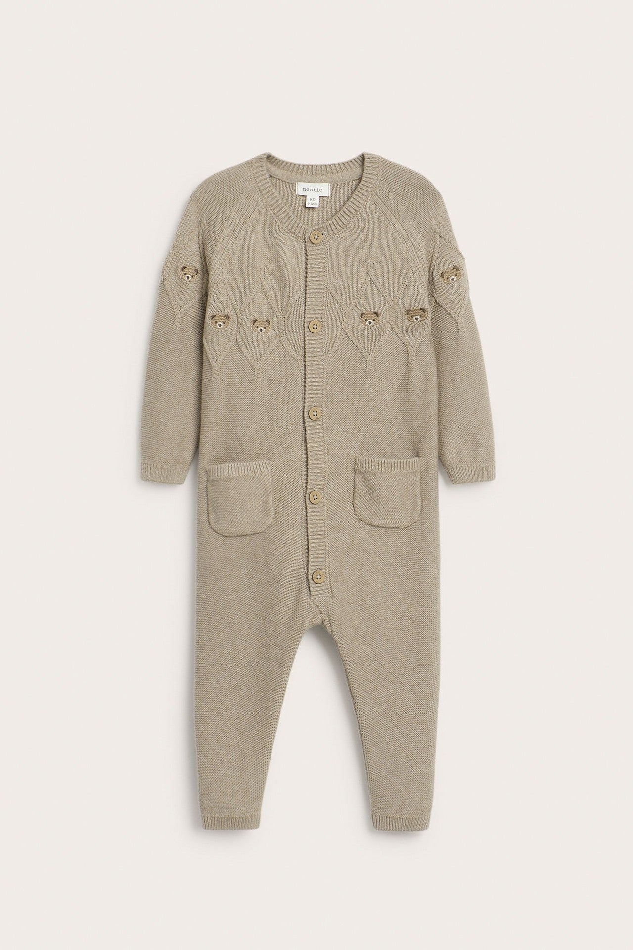 Baby brown knitted bear jumpsuit