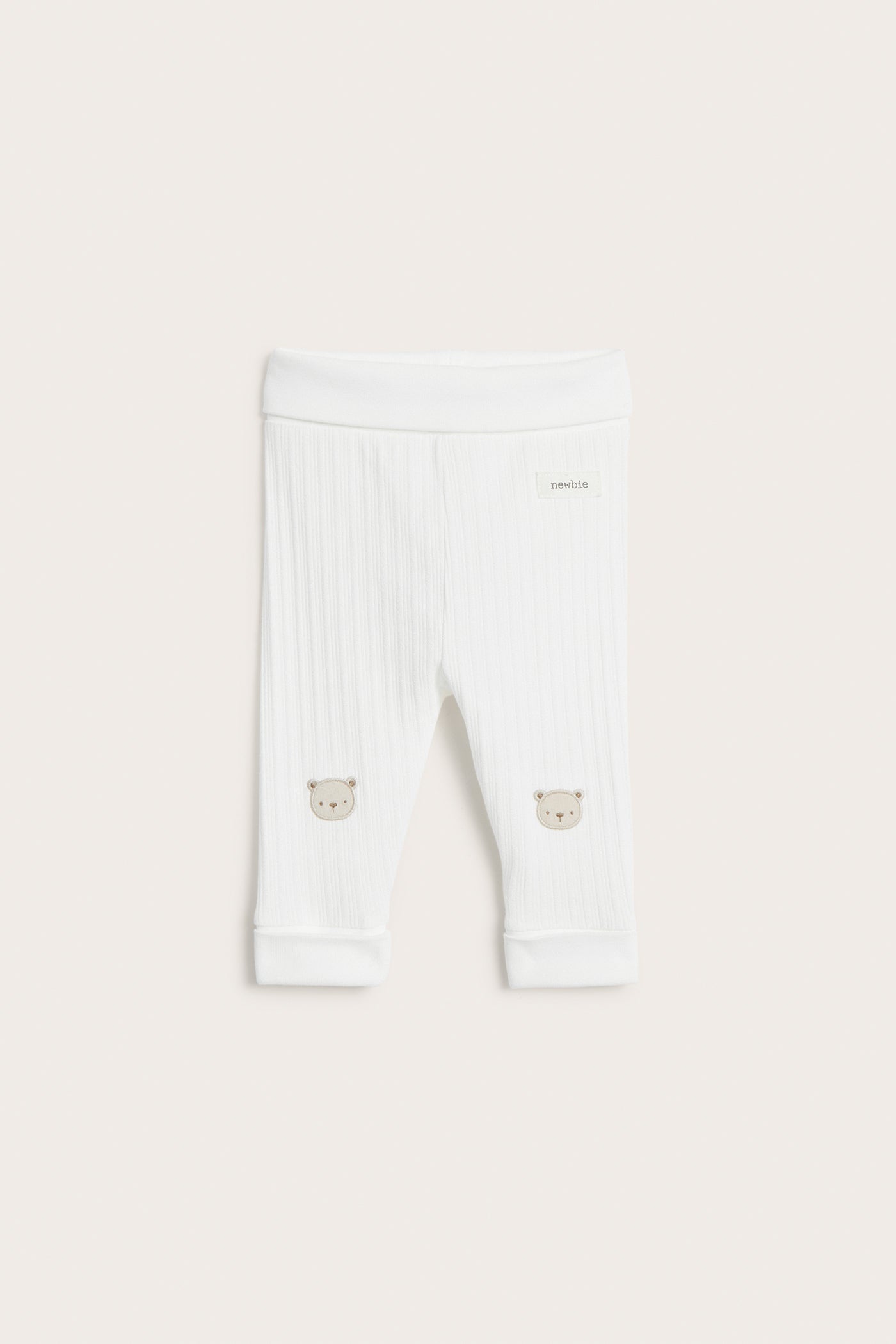 Baby white leggings with teddy bears
