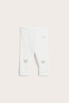 Baby white leggings with teddy bears
