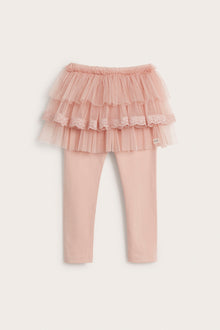 Kids pink leggings with skirt