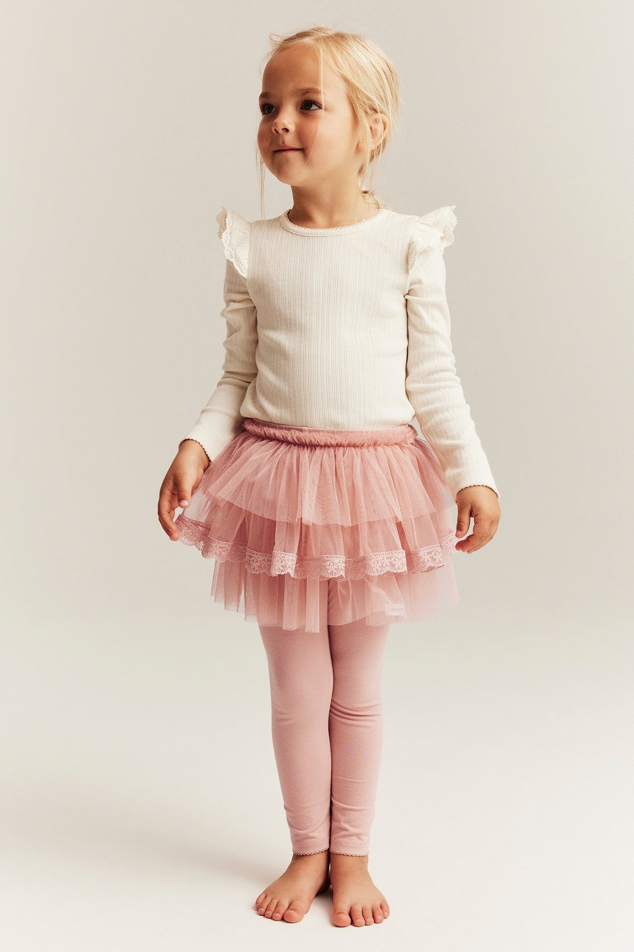Kids pink leggings with skirt