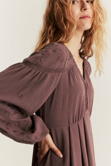 Women's wine red dress with lace