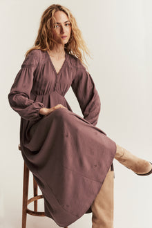 Women's wine red dress with lace