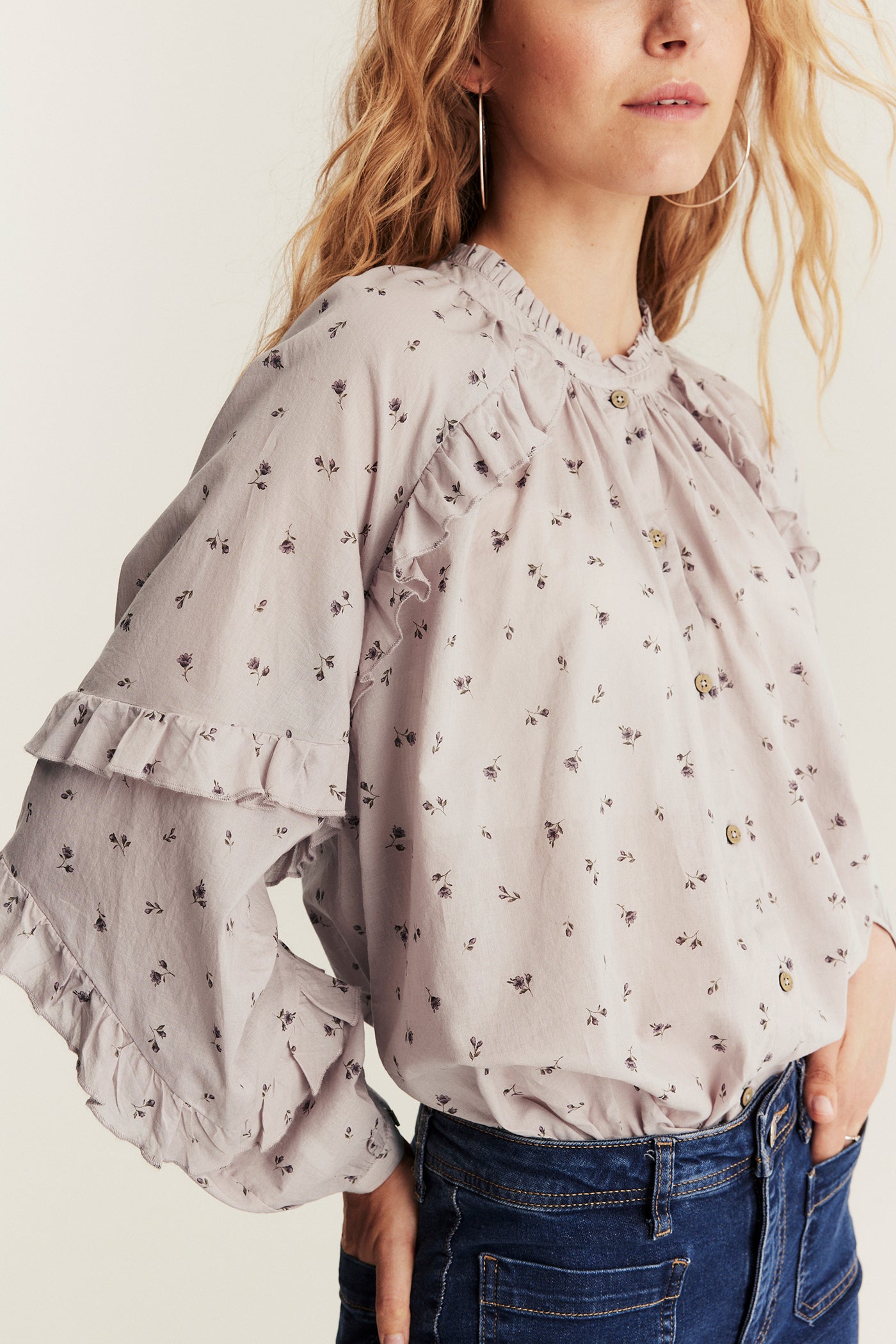 Women's lilac floral blouse